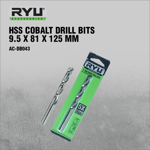 RYU HSS COBALT DRILL BITS 9.5 X 81 X 125 MM - MATA BOR BESI/STAINLESS