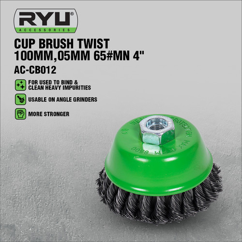 RYU CUP BRUSH TWIST 100 mm X 0.5 mm (4") - SIKAT MANGKOK