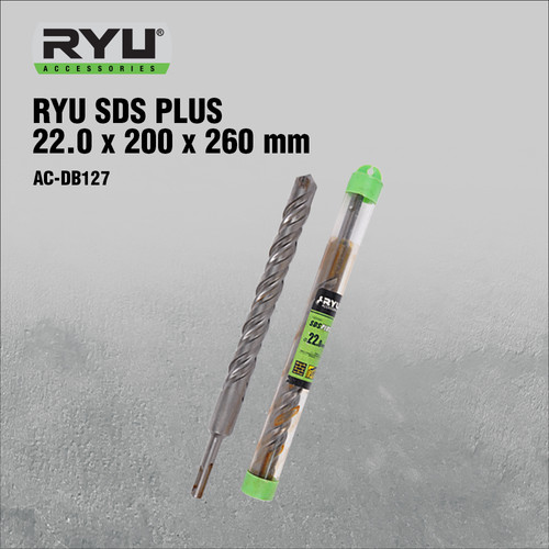 RYU SDS PLUS 22.0 x 200 x 260 mm - MATA BOR COLOK/TANCAP BETON/TEMBOK