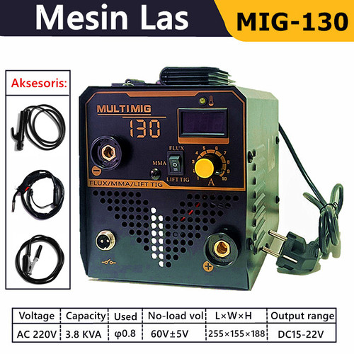 Mesin MIG-130 ANDIS Mesin Las Flux Core Welding Machine Inverter Travo