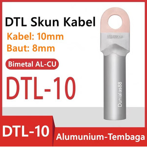 Skun Kabel Lug Bimetal AL-CU DTL-10 DTL-1-10 Cable 10mm Baut 8mm M8