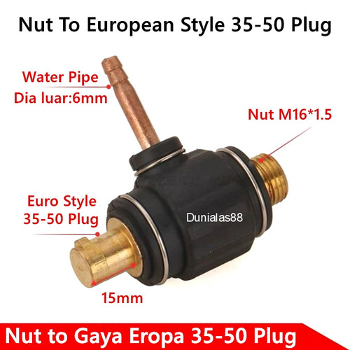 Nut To Gaya Euro DKJ 35-50 Plug Konektor Air Gas TIG Argon Connector