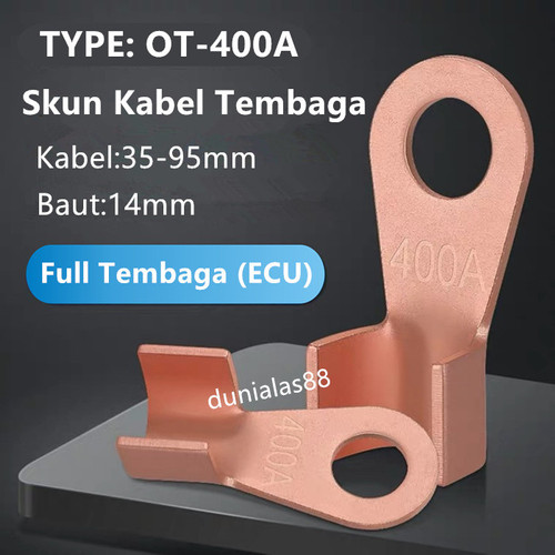 Skun kabel OT-400A baterai kabel konektor tembaga aki audio