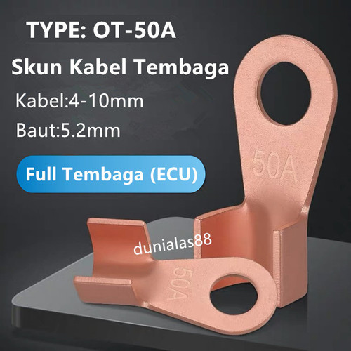 Skun kabel OT-50A baterai kabel konektor tembaga aki audio