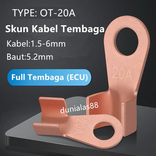 Skun kabel OT-20A baterai kabel konektor tembaga aki audio