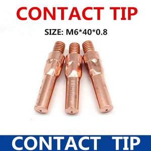 Contact Tip kontak tip M6x40x0.8mm sparepart las alat CO full tembaga