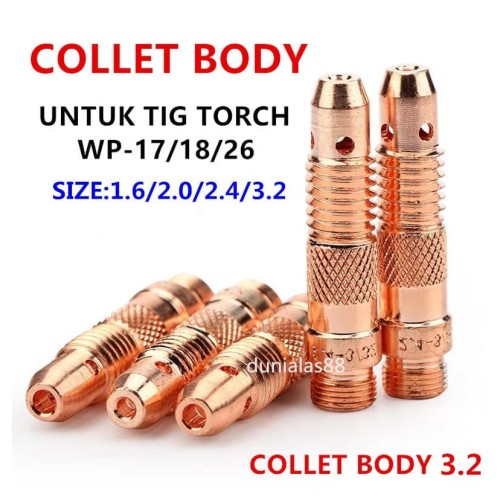 Collet Body 3.2mm Tig Argon Alat Las Utk Torch Wp17/18/26