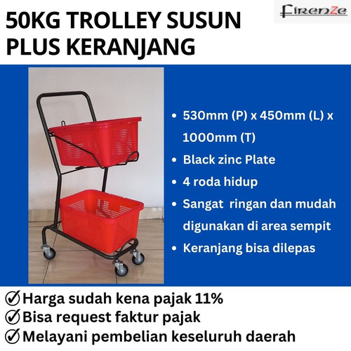 Shopping Trolley Firenze / Trolley Belanja / Troli belanja - 50 Kg