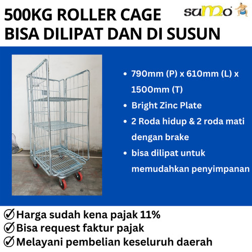 Trolley Rider / Roller Cage / Troli Keranjang / Troli Gudang 500kg