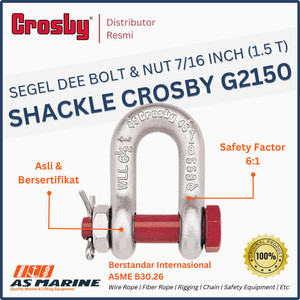 Shackle Dee / Segel Dee G2150 Bolt & Nut 7/16” 1.5 T CROSBY