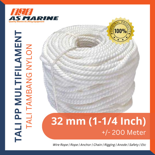 Tali Tambang Nylon / Tali Nilon / Tali Plastik PP Multifilament 32 mm