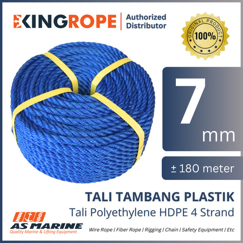 Tali Plastik HDPE / Tali PE Polyethylene 7 mm +/- 200 Meter KINGROPE