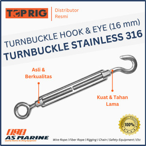 Turnbuckle / Jarum Keras / Spanskrup Hook & Eye 16 mm SS 316 TOPRIG