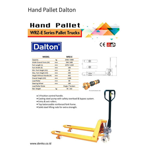 hand pallet 3 ton merk Dalton harga termurah Jakarta