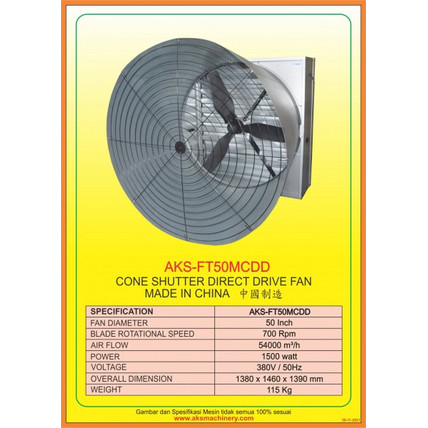 Kipas industri Cone shutter direct drive fan AKS-FT50MCDD