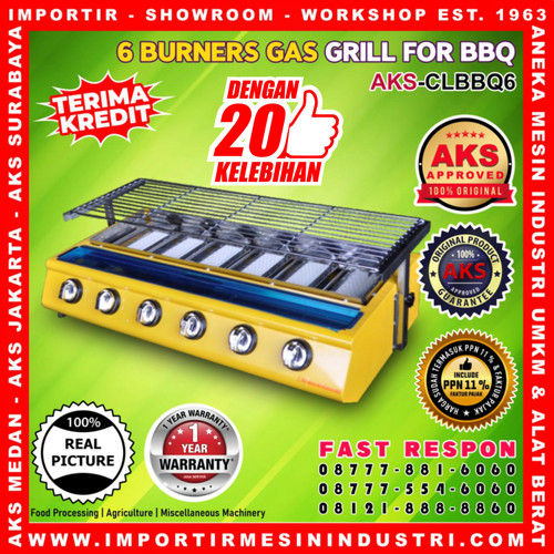 Kompor Pemanggang Gas Griller Roaster Ayam / Sate BBQ 6 Tungku CLBBQ6