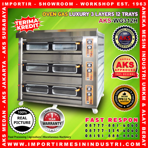 Luxury Gas Oven 3 deck 12 loyang AKS-WG312H GARANSI RESMI