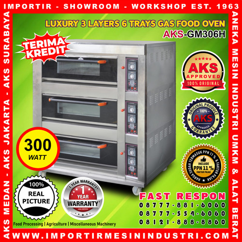 AKS Gas Baking Oven Roti Kue - 3 Deck 6 Loyang - GM306H GARANSI RESMI