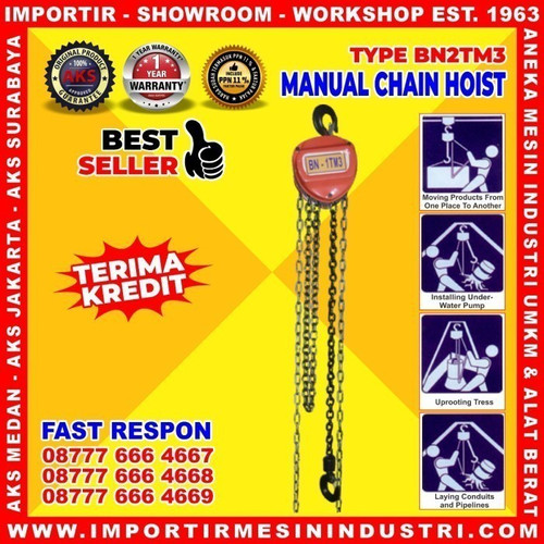 Hoist Kerekan Manual 2 Ton 3 m - Chain Block Hoist Original BN2TM3