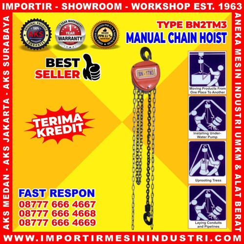 Kerekan Manual Hoist 2 Ton Takel 3 m Chain Block Hoist - AKS BN2TM3