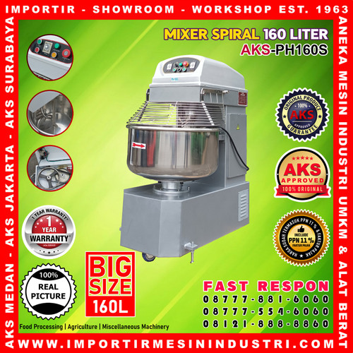 SPIRAL MIXER/PENGADUK ADONAN ROTI Kapasitas 160L AKS TIPE PH160S