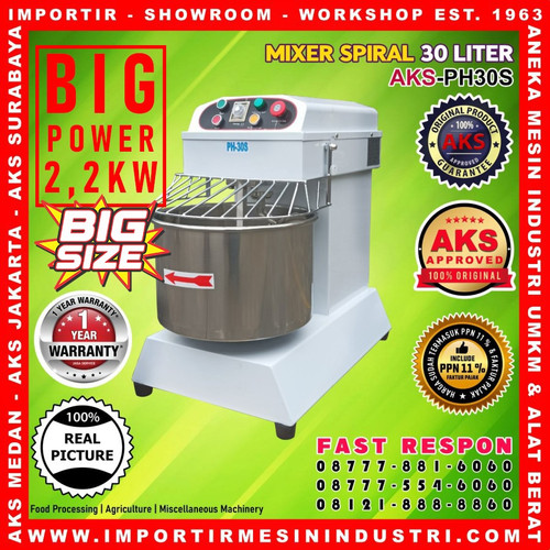 AKS PH30S SPIRAL MIXER / MESIN PENGADUK ADONAN ROTI 30 LITER