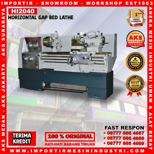 Mesin Bubut Besi Logam Horizontal Bed Lathe Machine AKS HI2040