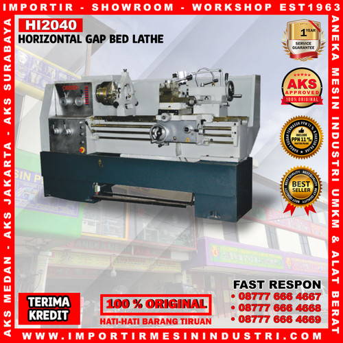 Mesin Bubut Besi Logam Horizontal GAP Bed Lathe AKS - HI2040