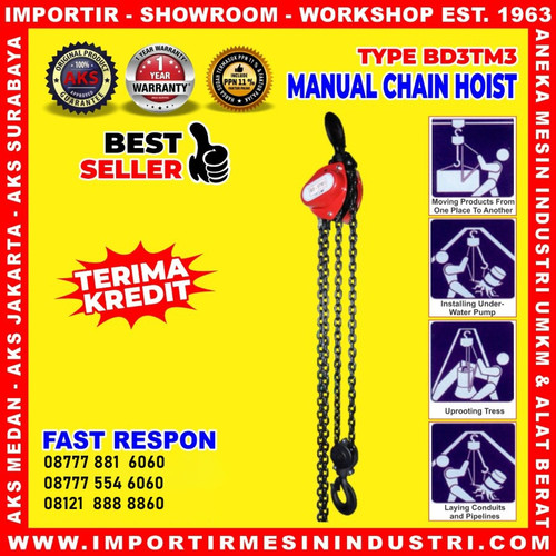 Alat Kerekan Katrol Chain Hoist Original Takel 3 Ton - BD3TM3