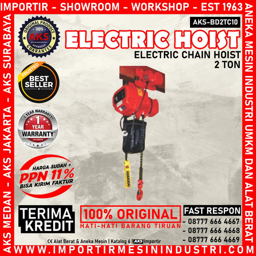 Kerekan Takel 2 Ton Katrol Listrik 10 m Electric Chain Hoist 3 Kw