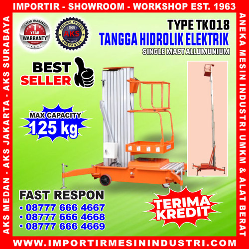 Electric Single Mast - Tangga Hidrolik - Lifting Platform 8 m - TK018