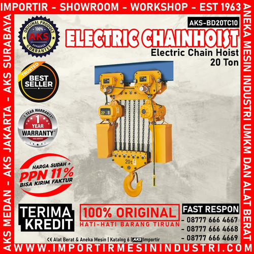 Katrol Listrik 20 Ton 10 m Kerekan Takel 2 x 3 Kw Electric Chain Hoist