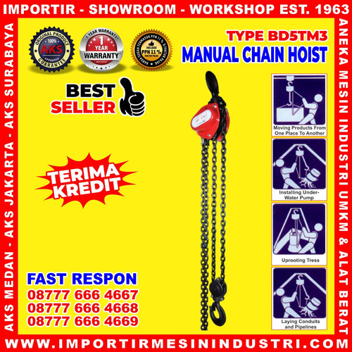 Mesin Katrol Kerekan Maximal 5 Ton Manual Chain Hoist Original BD5TM3