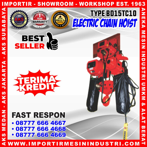 Katrol Listrik 380 V Chain Hoist Electrik 15 Ton 10 m Kerekan BD15TC10