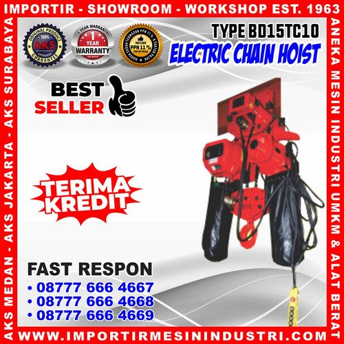 Kerekan Takel 10 m Electric Chain Hoist 15 Ton 3 Phase - BD15TC10