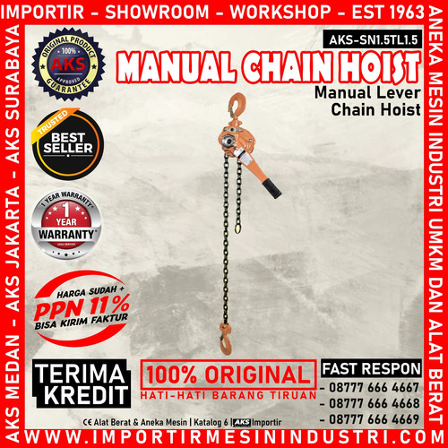 Alat Angkat / Takel Manual Level Hoist Kapasitas 1.5 Ton 1.5 m - AKS