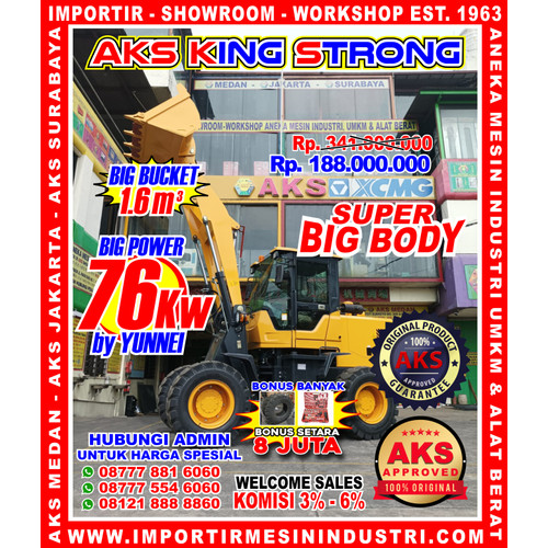 Big Loader 2 ton Hydraulic Wheel Loader Engine YUNNEI 1 .6 Kubik