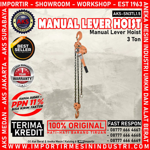 Katrol Kerekan Chain Hoist Takel Manual Kapasitas 3 TON - SN3TL1.5