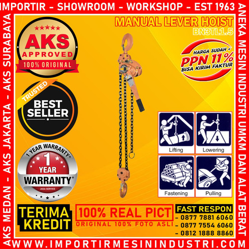 Alat Kerekan Takel Katrol Manual Lever Hoist 3 Ton x 1.5 m - AKS