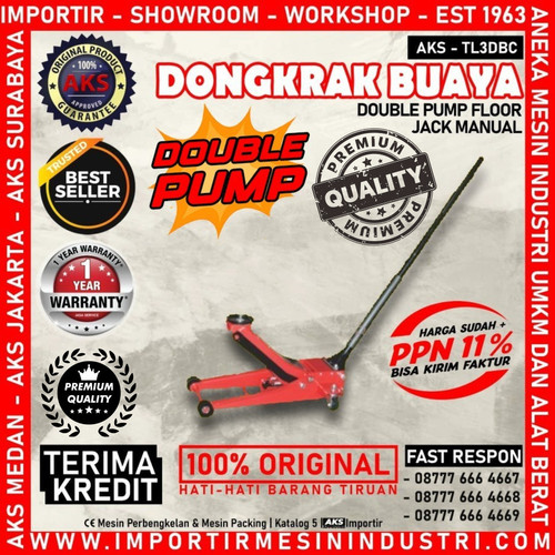 DONGKRAK BUAYA 3 TON CEPER (DOUBLE PUMP) BENGKEL MOBIL | AKS - TL3DBC