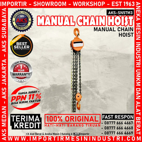 Bergaransi Alat Kerekan Katrol Manual Lever Hoist 5000 Kg - 3 m