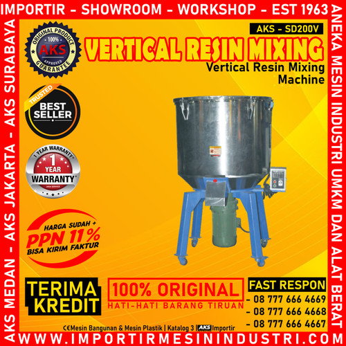 Vertical Resin Mixer Pengaduk Bijih Plastik 200 Kg AKS - SD200V