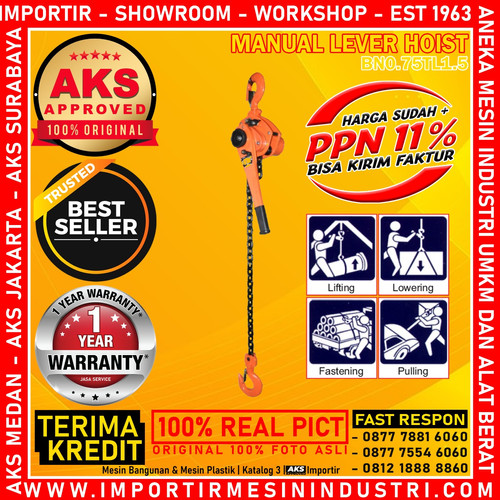 Alat Angkut Barang Kerekan / Takel Manual Lever Hoist 750 Kg - 1.5 m