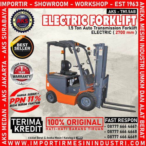 Electric Forklift Auto Transmission 1,5Ton Angkut Barang - TM1.5AB