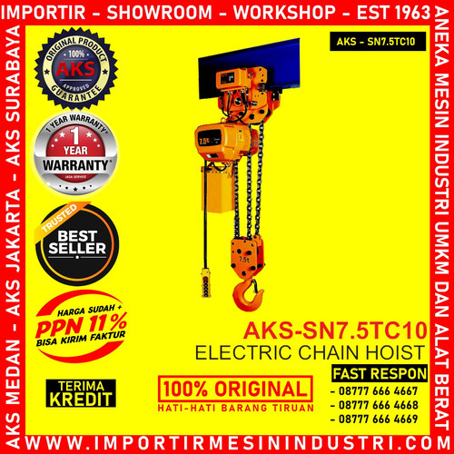 Kerekan Takel Capacity 7.5 Ton - 10 m Electric Chain Hoist Katrol 3 Kw