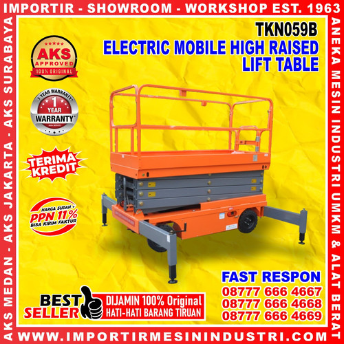 JUAL SCISSOR LIFT TABLE TANGGA 9 METER 500 KG BATTERY AKS - TKN057B