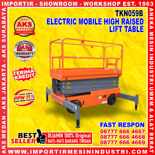 Tangga Scissor Lift Electric 9 m BATTERY Kapasitas 500 Kg AKS TKN059B