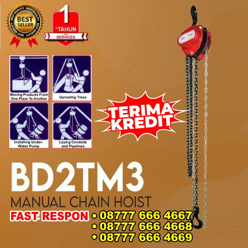 Alat Takel Katrol Kerekan Manual 2 Ton x 3 meter Chain Hoist - AKS