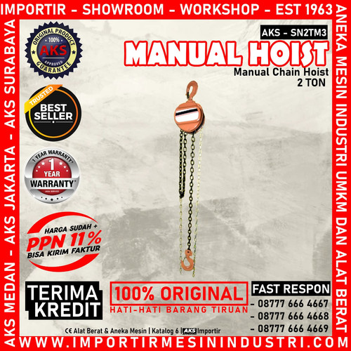 Takel Katrol Manual Capacity 2 Ton x 3 meter Chain Hoist ORI - SN2TM3