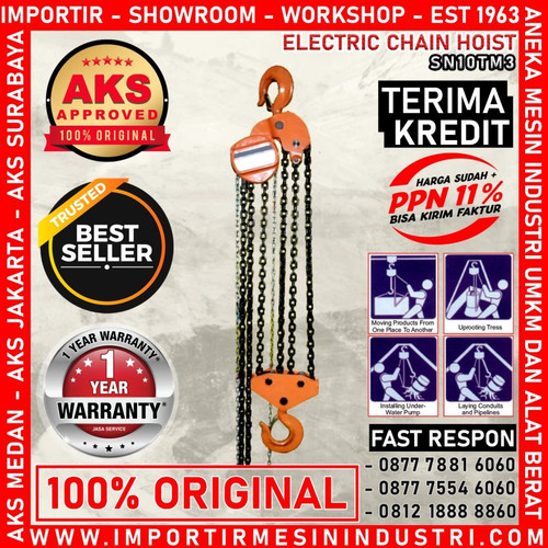 Kerekan / Katrol / Takel Manual 10 Ton x 3 meter Chain Hoist - SN10TM3